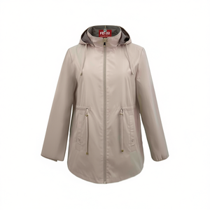 HDJ Reversible <b>Windbreaker</b> Coat FD-02 Women Plus Size Long Hooded Zipper Jacket Autumn Utility Style - Product Image 2