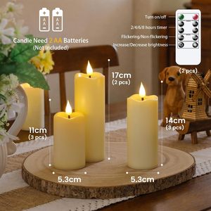 Wedding Church Christmas Decoration Lights Set 3 Led <b>Candles</b> Paraffin Real Wax Led <b>Candle</b> Light LED <b>Candle</b> with Remote - Product Image 2