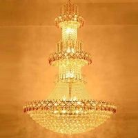 Lustre en cristal doré de luxe pour hall d'hôtel, grand modèle Empire à chaînes pour salon