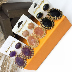 Déclaration Bijoux Mode Femmes Boucles D'oreilles Pierre Naturelle Perles Prong Réglage Cristal Quartz Boucles D'oreilles Améthyste Rubis Turquoise Goujons - Product Image 1