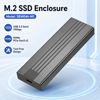 Carcasa para SSD NVMe M.2 sin Herramientas, 10 Gbps USB 3.2 Gen2, Aluminio, 2230/2242/2260/2280, Estuche Portátil para Disco Duro Externo