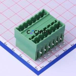 KF2EDGRH-5.0-2*7P Plug-in Terminal Block Bent Lead Through Hole,P=5mm Connector Board-to-Board / Socket - Closed 2x7P 5mm Green - Product Image 1