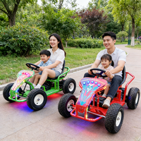 Go Kart Eléctrico Todoterreno Plaza con Ruedas Grandes, Luces y Música, Equipo de Diversión con Batería para Niños Pequeños y Adultos
