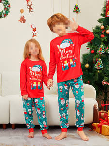 Vente en gros Chapeau de Noël Pyjama Grenouillère pour bébé Combinaison Vêtements de détente d'hiver Pyjamas en polyester Ensembles de pyjamas de Noël assortis pour la famille - Product Image 4