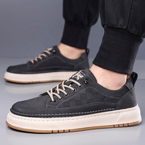 Chunky <b>Shoes</b> Men Thick Sole Genuine Leather Square Toe Lace up Running <b>Shoes</b> All Seasons Mesh Lining Rubber Outsole EVA Midsole - Product Image 4