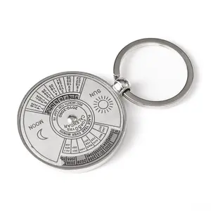 Car Perpetual Calendar 2010 To 2060 Metal Pendant Zinc Alloy English Compass Keychain Men Women Keyring Creative Pendants Ring