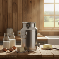ECOBOX Bidon en acier inoxydable de qualité alimentaire avec robinet pour lait, huile, jus, eau et huile d'olive