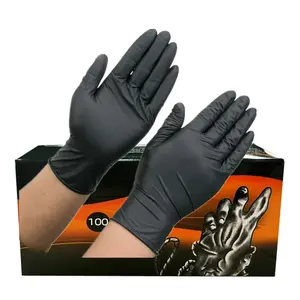 Oem Custom Pakket Reparatie Machine Zware L 5mil Nitril Handschoenen Industrie Wegwerp Zwarte Nitril Handschoenen 6 Mil