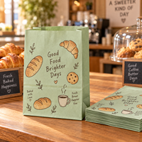 Sac en papier écologique à fond plat de qualité alimentaire pour l'emballage du pain de boulangerie, utilisation avec logo personnalisé