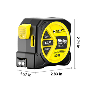 Ruban à mesurer laser <span class=keywords><strong>2</strong></span> en 1 SMMT, écran LCD, unités In/Ft/<span class=keywords><strong>M</strong></span>, mesure linéaire/aire/volume/Pythagore pour différents scénarios - Product Image 4