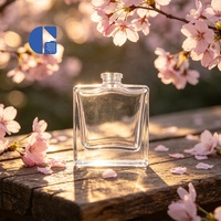 Flacon de parfum vide de luxe de haute qualité en verre de 30 ml, carré plat transparent avec col serti de 56 mm, emballage de parfum personnalisable