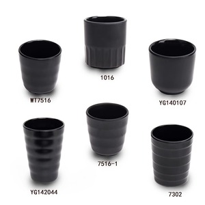 Tasses en mélamine pour restaurants commerciaux, tasses à thé et à fondue en imitation porcelaine, tasses en plastique anti-chute, noires - Product Image 2