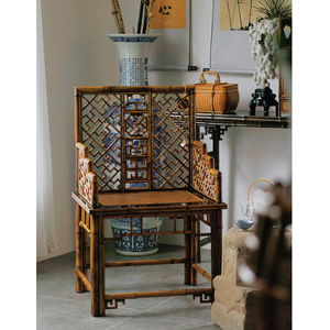 Fauteuil en bambou style Ming, fait main, avec assemblage à mortaise et tenon, chaise de salon, origine Anji, accessoire pour cérémonie du thé - Product Image 1