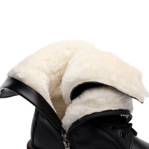 Botas de moto de lana auténtica para mujer, 14 agujeros, estilo inglés, botines de cuero genuino para hombre y mujer, punta redonda - Product Image 3