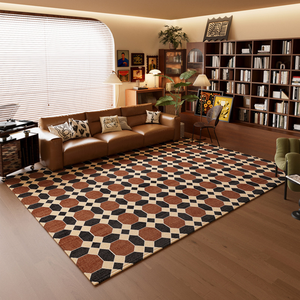 <span class=keywords><strong>Tapis</strong></span> géométrique rétro imitation cachemire de 3 m² marron, lavable, anti-fatigue, adapté aux animaux domestiques, pour chambre et salon - Product Image 5