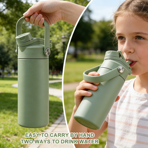 Custom Logo 14oz BPA Free Kids School Water Bottle Insulated Stainless Steel <b>Straw</b> Lid Mini <b>Flask</b> for Toddlers Preschool - Product Image 4