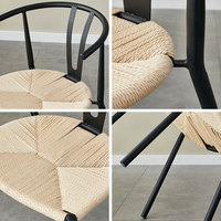 Chaise de salle à manger en rotin de style nordique, design en Y, dossier en métal, pour usage domestique, maisons d'hôtes, salons de thé, et salles d'étude de style chinois