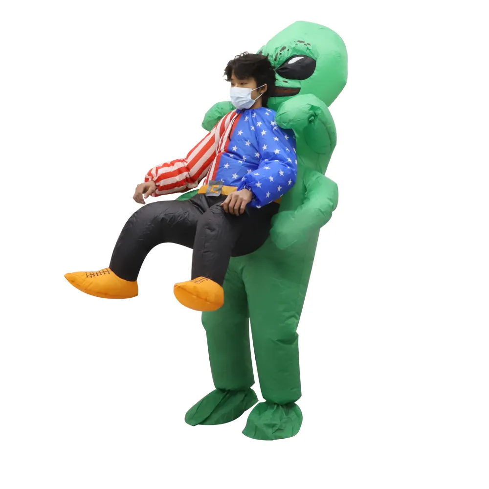 Saygo venta al por mayor personalizado barato fiesta Paly adulto ropa inflable Halloween Cosplay verde alienígena disfraz