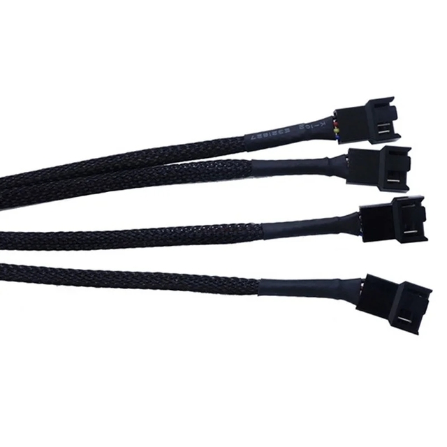 New 4 Pin Pwm Fan Cable 1 To 1/2/3/4 Ways Splitter Black Sleeved 27cm Extension Cable Connector Pwm Extension Cables huakeic