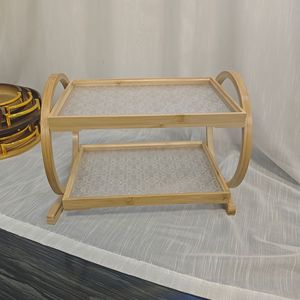 Estante de Almacenamiento de Bambú de Doble Capa, Rectangular, Color Madera Natural, Ecológico, Tipo Vertical, para Productos de Cuidado Personal, Uso Doméstico - Product Image 2