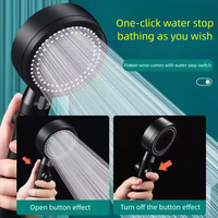 Pommeau de Douche Carré Moderne 5 Modes Haute Pression Réglable, Économie d'Eau Écologique, Arrêt d'Jet à Touche Unique, Installation Facile
