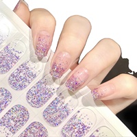 Autocollants 3D en gel pour ongles DIY, sans couche de finition/pose à la lampe, motif français personnalisable, pigment nacré, été, automne, Noël, vernis à ongles complet