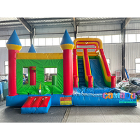 Château gonflable commercial en PVC Plato, toboggan aquatique et sec combinés, pour adultes
