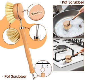 Natural Coconut Sisal Palm Fiber Compostable Bamboo <strong>Wood</strong> Kitchen Dish Brush <strong>Set</strong> Dish <strong>Cleaning</strong> Brush Pot Kitchen Scrub Brush <strong>Set</strong> - Product Image 3