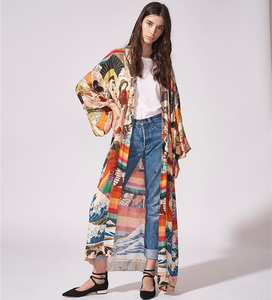 Kimono Couverture de plage Floral Civer Luxe Été Femmes Long Cardigan ouvert Caftan Kimono Robe de plage pour Bikini Ensemble - Product Image 6