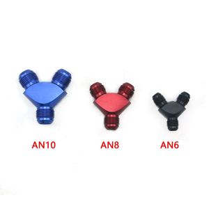 Adaptador en Y de Aluminio AN6 AN8 AN10 Azul Rojo Negro Conector de Tubería de Aceite Automotriz - Product Image 3