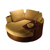 Canapé circulaire luxueux contemporain, canapé confortable pivotant avec porte-gobelets de haute qualité et plateau pivotant amovible