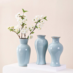 Wholesale Sky Blue Glaze Ru Kiln Ceramic Vase With Traditional Design for Boutique Hotel B&B Dried Fresh <b>Flower</b> <b>Display</b> - Product Image 3