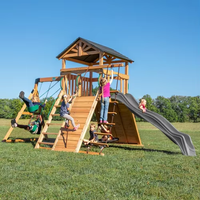 Équipements de jeux d'extérieur pour enfants, tunnel en bois, toboggan et installations de jeux de jardin pour aire de jeux