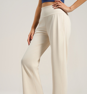 Pantalon de yoga taille haute, coupe droite ample, longueur mollet, effet amincissant et rehausseur de fessier, extensible dans les quatre sens, taille XXL, couleur pêche - Product Image 1