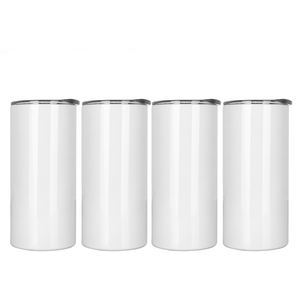 15oz White Sublimation Blank Straight Skinny Tumbler with Lids and Straw - Product Image 1