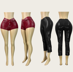 Viviblook Z0122PT02 Short élastique à estampage à chaud pour femmes, pantalon court pour femmes - Product Image 1