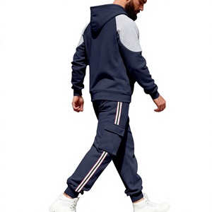 Conjunto Deportivo con Capucha para Hombre LM, 100% Algodón, Color Sólido, Bloques de Color, Manga Larga, Sudadera Informal con Pantalones y Bolsillos Laterales, Ropa de Invierno - Product Image 3