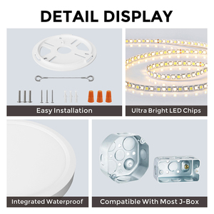 ETL Super Thin 9 "12" 16 "plafonnier LED encastré 5000K lumière du jour 35W puissance plastique moderne pour chambre salon - Product Image 4