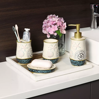 Juego de Baño de Resina con Diseño de Estrellas Personalizado ODM, Dispensador de Jabón Hecho a Mano de Poliresina de 4 Piezas, Portacepillos de Dientes, Taza, Decoración para Hotel