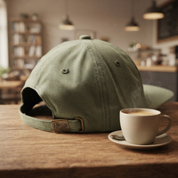 Vintage gewassen katoenen 6-panel ongestructureerde baseballcap, heren outdoor sport snapback pet met aangepast rond geweven patchlogo