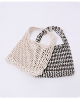 Nouveauté : Sac fourre-tout en maille tressée à la main style Instagram pour femme, grande capacité, tendance estivale, à porter à l'épaule