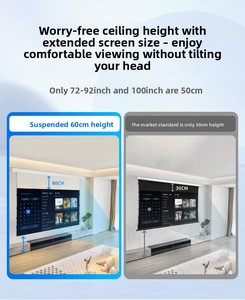 <span class=keywords><strong>Écran</strong></span> <span class=keywords><strong>de</strong></span> <span class=keywords><strong>projection</strong></span> <span class=keywords><strong>motorisé</strong></span> électrique OEM avec télécommande, blanc mat, en alliage d'aluminium, fixation murale/<span class=keywords><strong>plafond</strong></span> pour la maison - Product Image 2