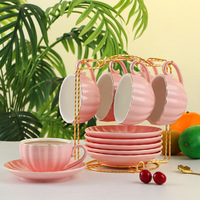 Ensemble de tasses à café et soucoupes en céramique élégant et luxueux, style britannique, pour le thé de l'après-midi, ensemble de six pièces pour la maison