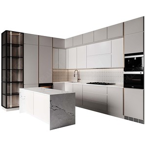 Armoire de cuisine haute brillance, nouveau Style italien, meuble de cuisine moderne et luxueux, ensemble de cuisine complet avec appareils - Product Image 2