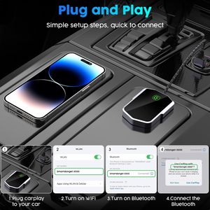 Adattatore Universale OEM per CarPlay Wireless e <span class=keywords><strong>Android</strong></span> Auto con Bluetooth, Mappe <span class=keywords><strong>GPS</strong></span> Online - <span class=keywords><strong>Dongle</strong></span> <span class=keywords><strong>USB</strong></span> Portatile per Apple iPhone - Product Image 6