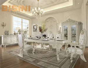 Meubles de salle à manger, nouveau, ensemble de Table à manger en bois sculpté avec 8 chaises, style européen, palais Royal