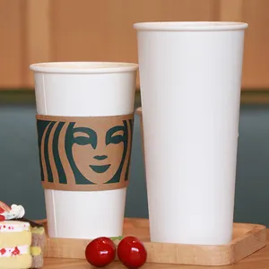 일회용 화이트 핫 드링크 컵 12 온스 일회용 종이 커피 컵 물 색깔 차가운 음료 음료 컵