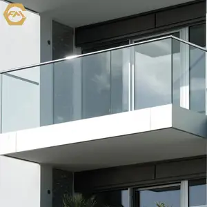 Frameless Glass Balustrades Aluminum Outdoor Balcony Fence U Shape Channel System Profie Stair Handrails Glass Railing