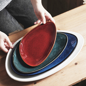 Vajilla ecológica HoReCa, platos de cena de porcelana con diseño <span class=keywords><strong>plano</strong></span> triangular esmaltado reactivo para hoteles, restaurantes, catering - Product Image 1