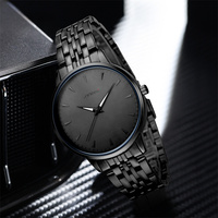 Montres à Quartz Classiques pour Hommes SINOBI Étanche à Vie PVD Plaqué Noir Produits Phares Montre Russe Prête à l'Expédition